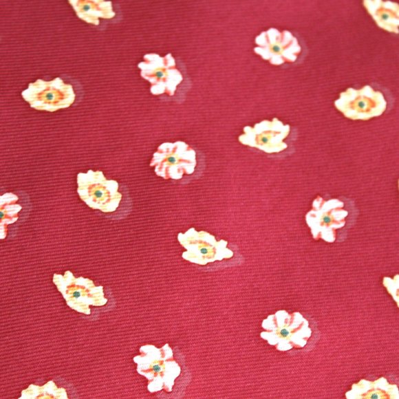 Vintage Pierre Cardin SILK Necktie Rosy Pink  Red Classic Small floral Print - Picture 2 of 4